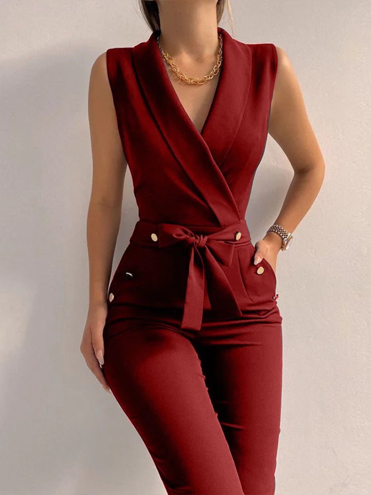 Buttoned Lace - Up Jumpsuit – Casual Street Chic - LunaKit.LTD