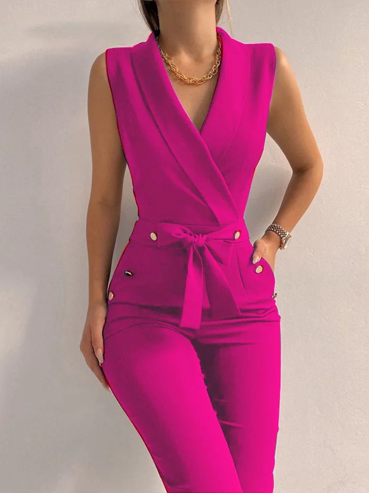 Buttoned Lace - Up Jumpsuit – Casual Street Chic - LunaKit.LTD