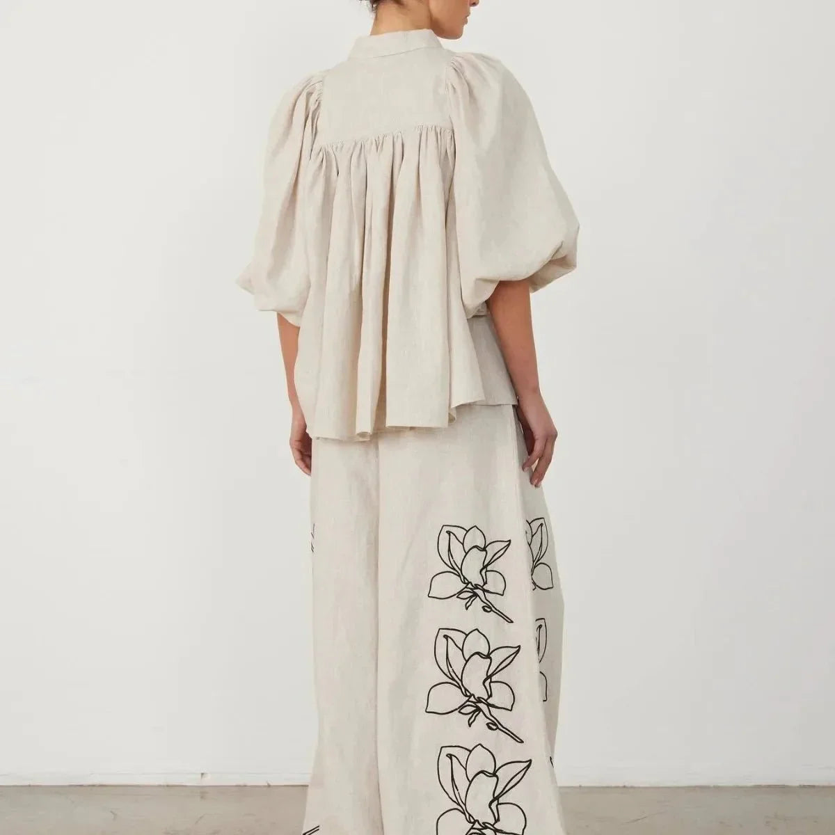 Casual Cotton - Linen Outfit – Long Sleeve Top & Pants - LunaKit.LTD