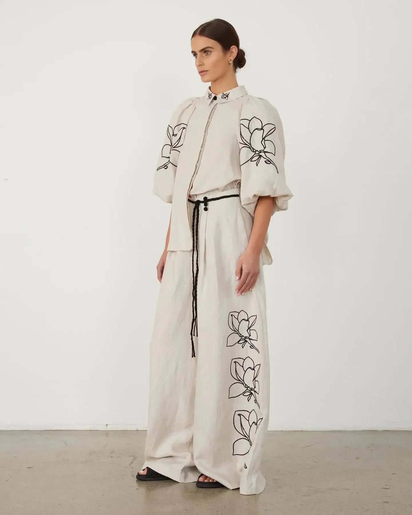 Casual Cotton - Linen Outfit – Long Sleeve Top & Pants - LunaKit.LTD