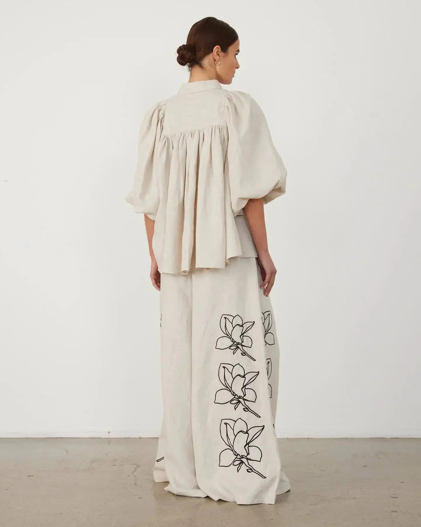 Casual Cotton - Linen Outfit – Long Sleeve Top & Pants - LunaKit.LTD