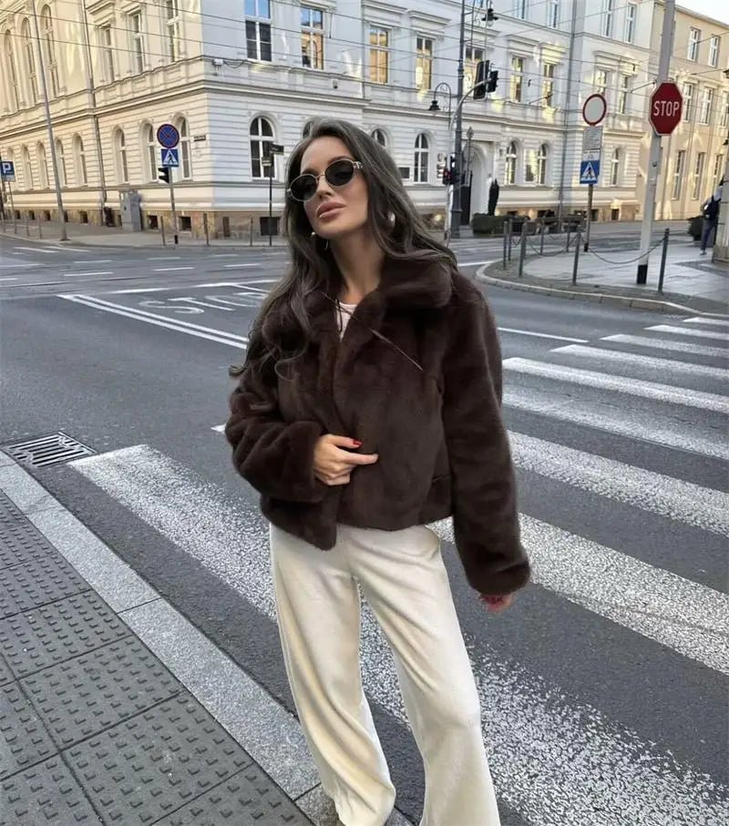 Chic Fur Coat – Elegant Street Comfort Look - LunaKit.LTD