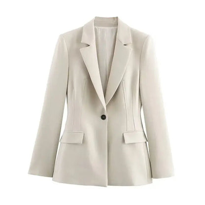 Chic Office Suit – Slim Blazer with Pockets & Wide Pants - LunaKit.LTD