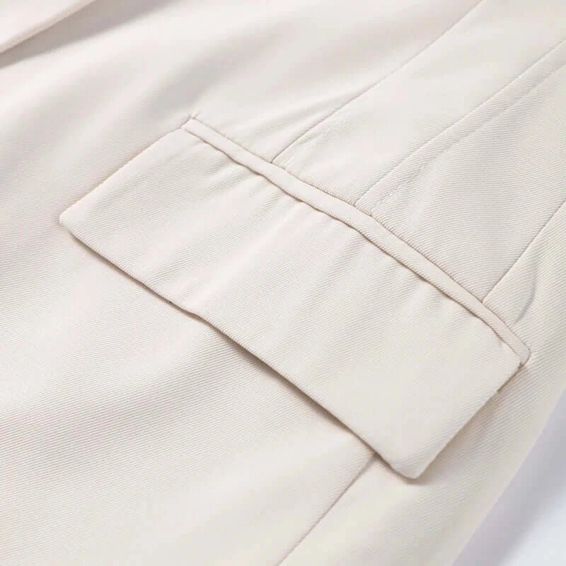 Chic Office Suit – Slim Blazer with Pockets & Wide Pants - LunaKit.LTD