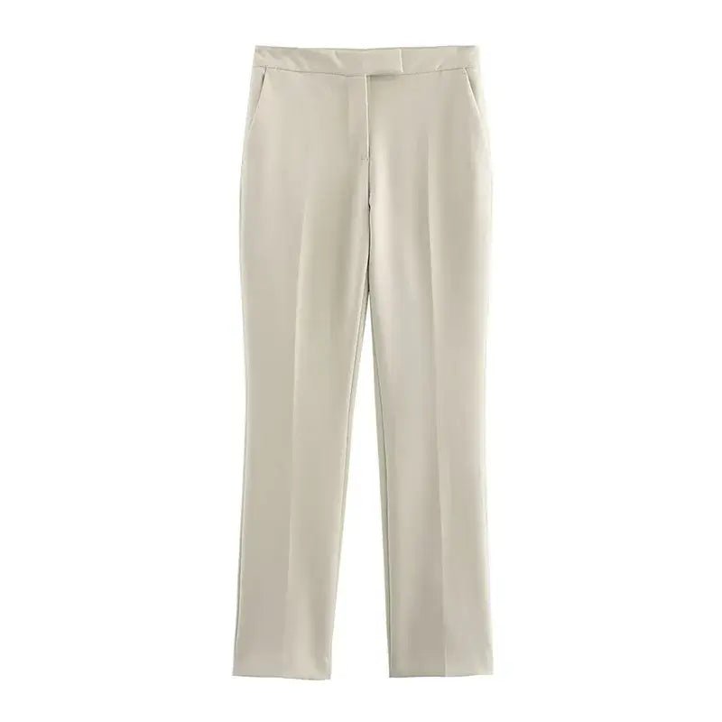 Chic Office Suit – Slim Blazer with Pockets & Wide Pants - LunaKit.LTD