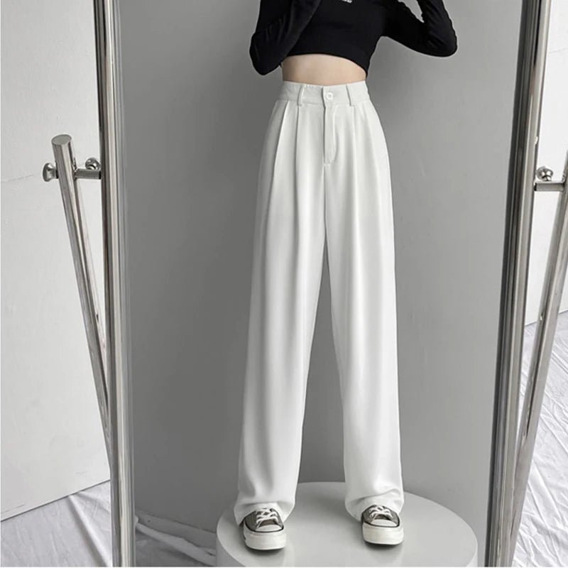 Classic Solid Trousers – Elegant Straight - Leg Daily Chic - LunaKit.LTD