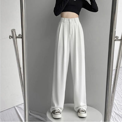 Classic Solid Trousers – Elegant Straight - Leg Daily Chic - LunaKit.LTD