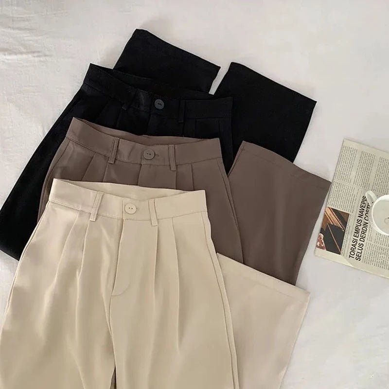 Classic Solid Trousers – Elegant Straight - Leg Daily Chic - LunaKit.LTD