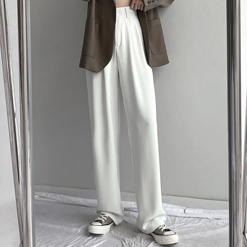 Classic Solid Trousers – Elegant Straight - Leg Daily Chic - LunaKit.LTD