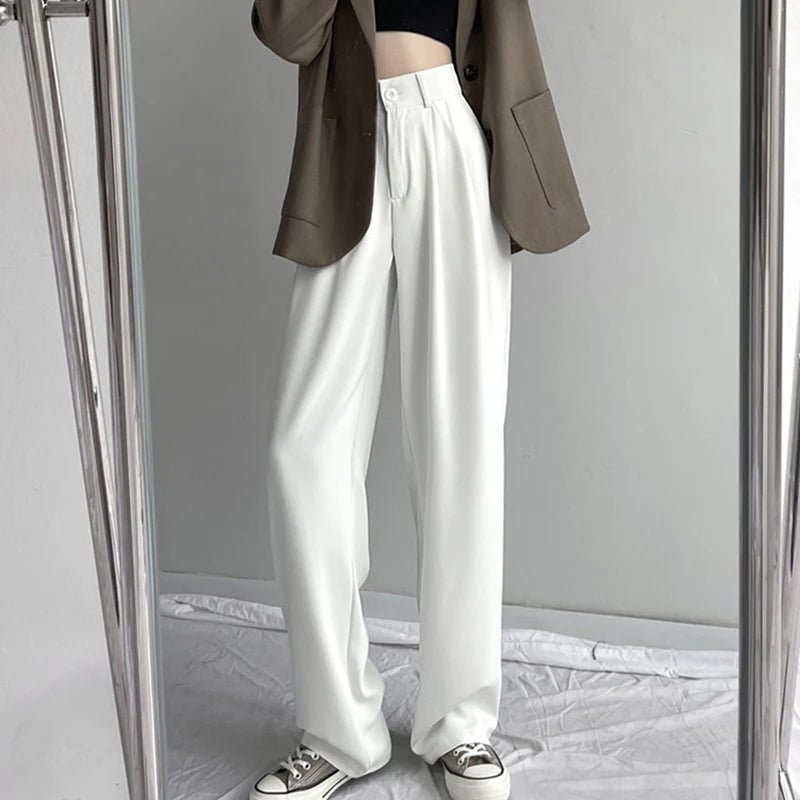 Classic Solid Trousers – Elegant Straight - Leg Daily Chic - LunaKit.LTD