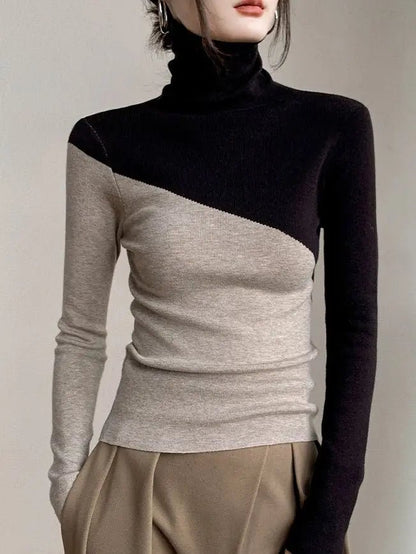 Color - Block Turtleneck Knit Top – Slim Modern Fit - LunaKit.LTD