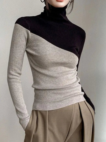 Color - Block Turtleneck Knit Top – Slim Modern Fit - LunaKit.LTD