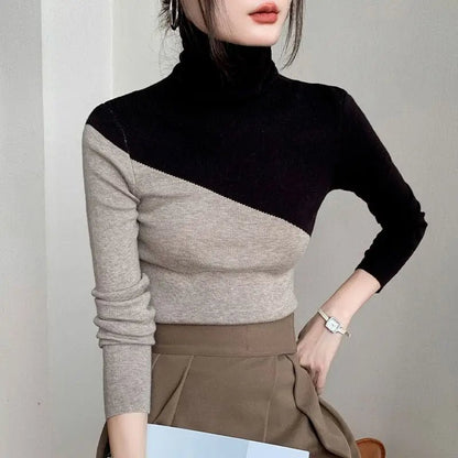 Color - Block Turtleneck Knit Top – Slim Modern Fit - LunaKit.LTD