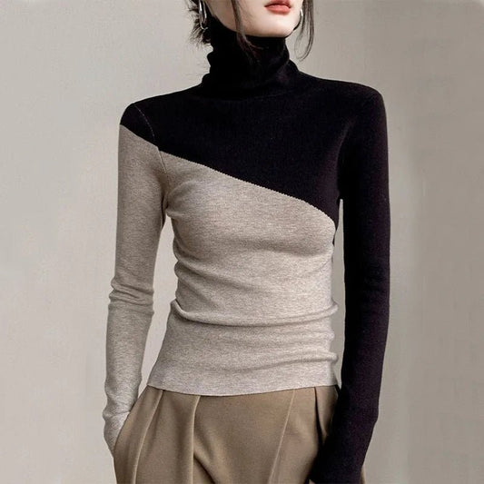 Color - Block Turtleneck Knit Top – Slim Modern Fit - LunaKit.LTD