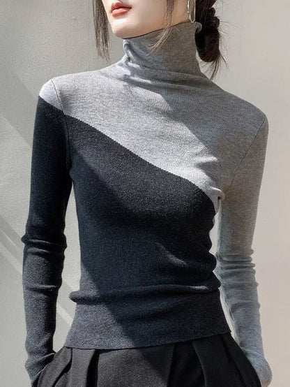 Color - Block Turtleneck Knit Top – Slim Modern Fit - LunaKit.LTD