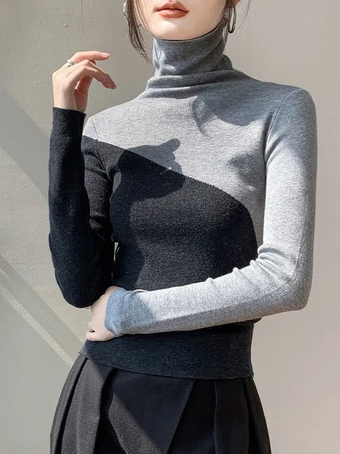 Color - Block Turtleneck Knit Top – Slim Modern Fit - LunaKit.LTD