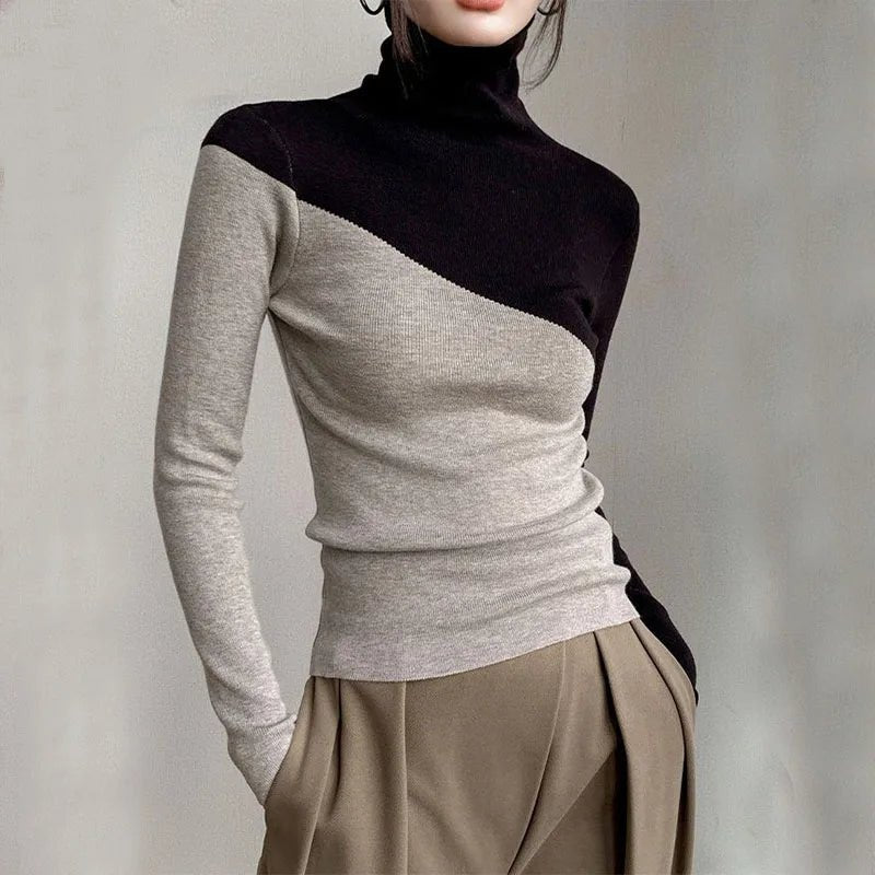 Color - Block Turtleneck Knit Top – Slim Modern Fit - LunaKit.LTD