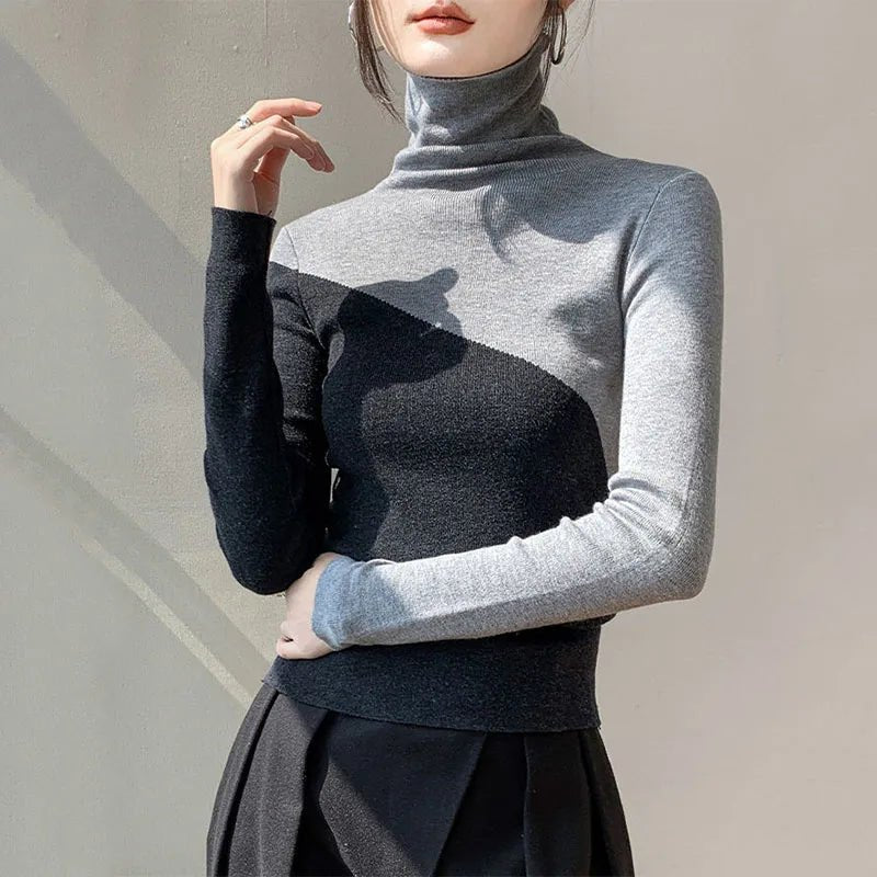 Color - Block Turtleneck Knit Top – Slim Modern Fit - LunaKit.LTD