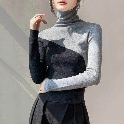 Color - Block Turtleneck Knit Top – Slim Modern Fit - LunaKit.LTD