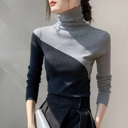 Color - Block Turtleneck Knit Top – Slim Modern Fit - LunaKit.LTD