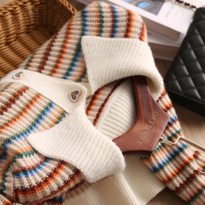 Colorblock Knit Cardigan – Playful Modern Style - LunaKit.LTD