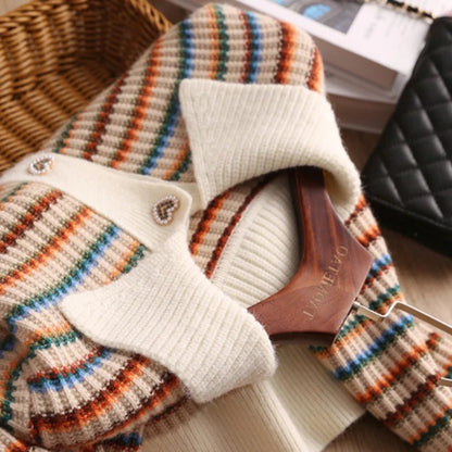 Colorblock Knit Cardigan – Playful Modern Style - LunaKit.LTD