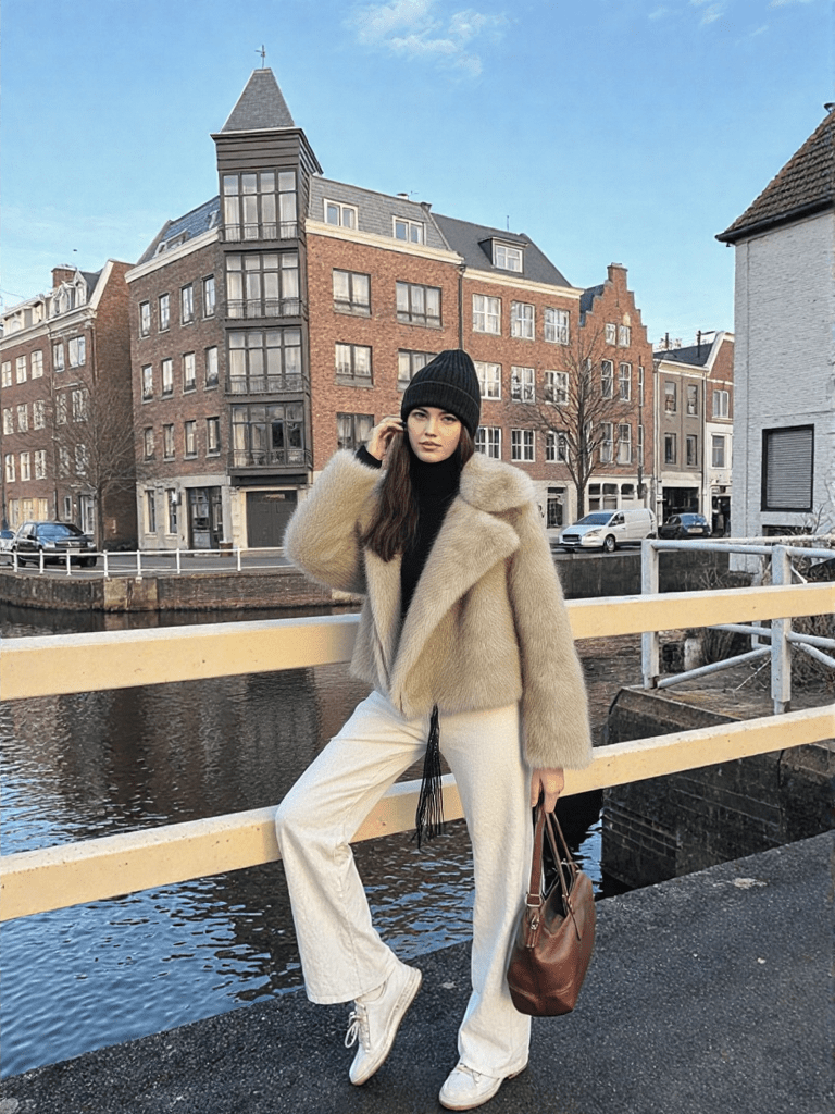 Cropped Faux Fur Jacket – Soft Beige Luxury - LunaKit.LTD