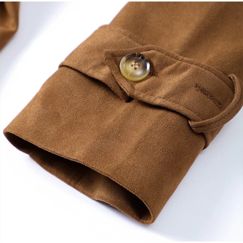 Double - Breasted Suede Trench – High Street Elegance - LunaKit.LTD