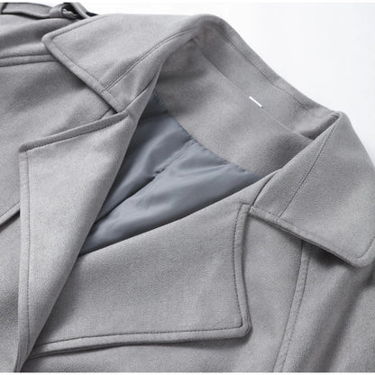 Double - Breasted Suede Trench – High Street Elegance - LunaKit.LTD