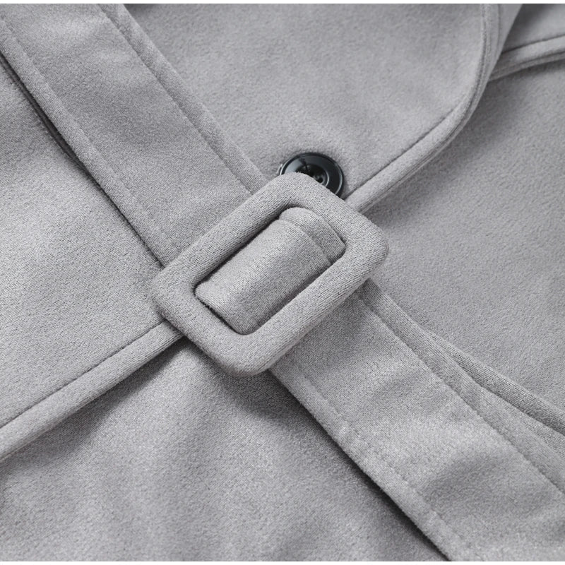 Double - Breasted Suede Trench – High Street Elegance - LunaKit.LTD