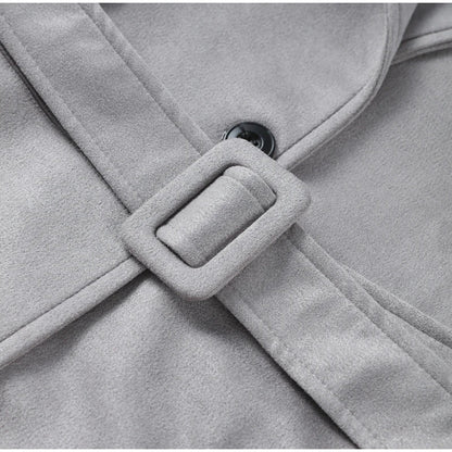 Double - Breasted Suede Trench – High Street Elegance - LunaKit.LTD