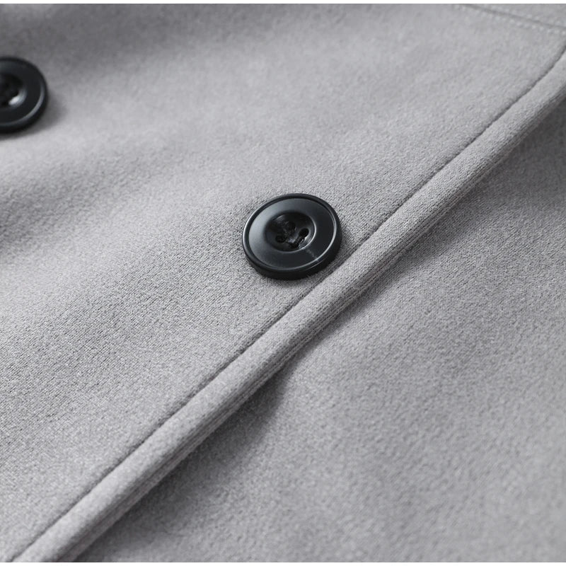 Double - Breasted Suede Trench – High Street Elegance - LunaKit.LTD