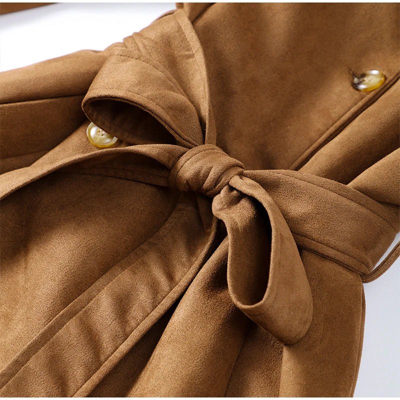 Double - Breasted Suede Trench – High Street Elegance - LunaKit.LTD