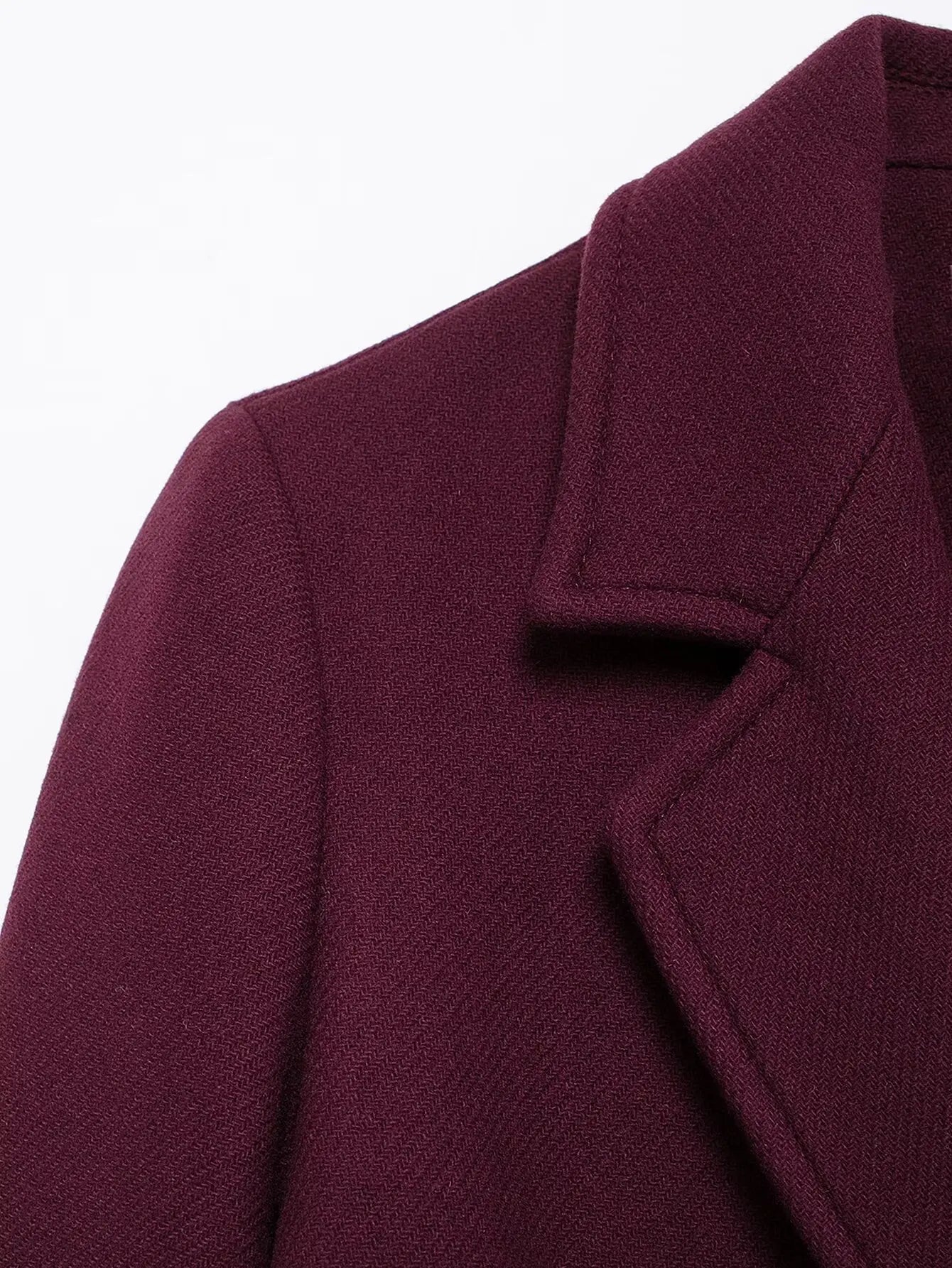 Double - Breasted Wool Maxi Coat – Elegant Burgundy - LunaKit.LTD