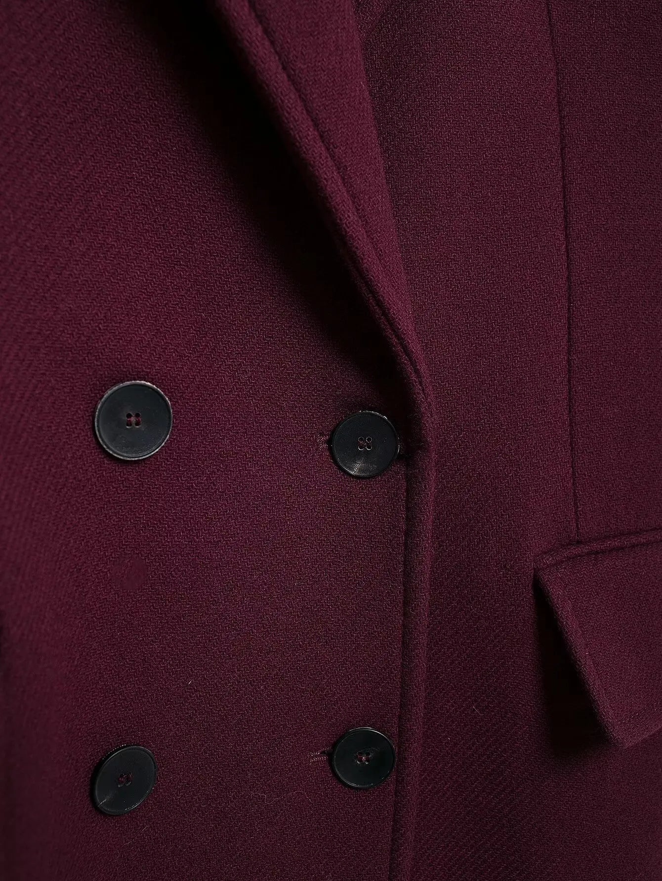 Double - Breasted Wool Maxi Coat – Elegant Burgundy - LunaKit.LTD