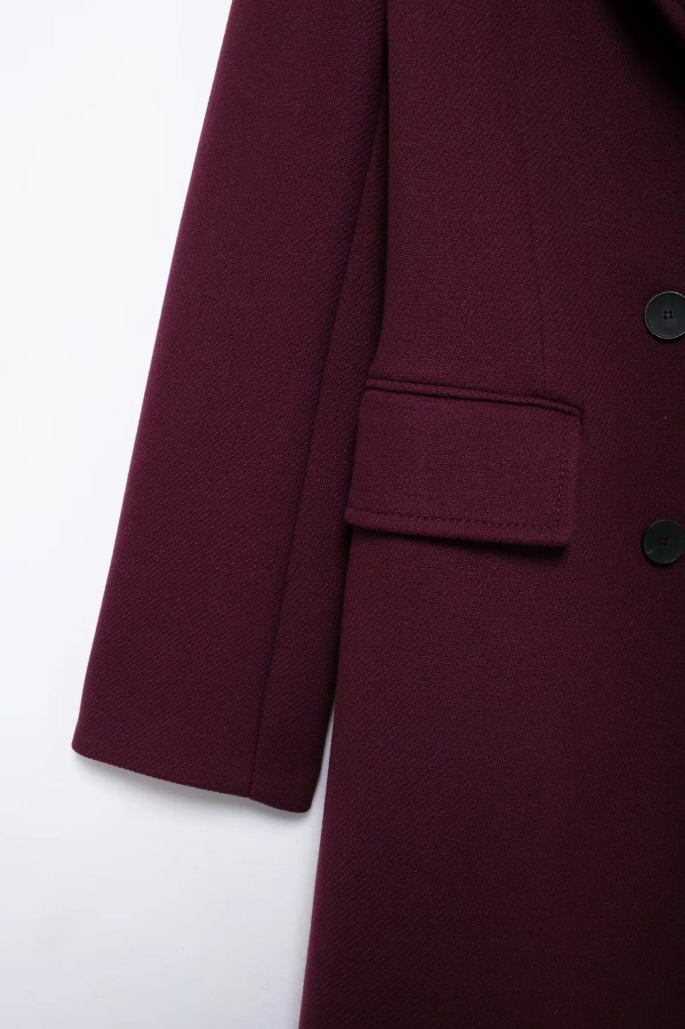 Double - Breasted Wool Maxi Coat – Elegant Burgundy - LunaKit.LTD