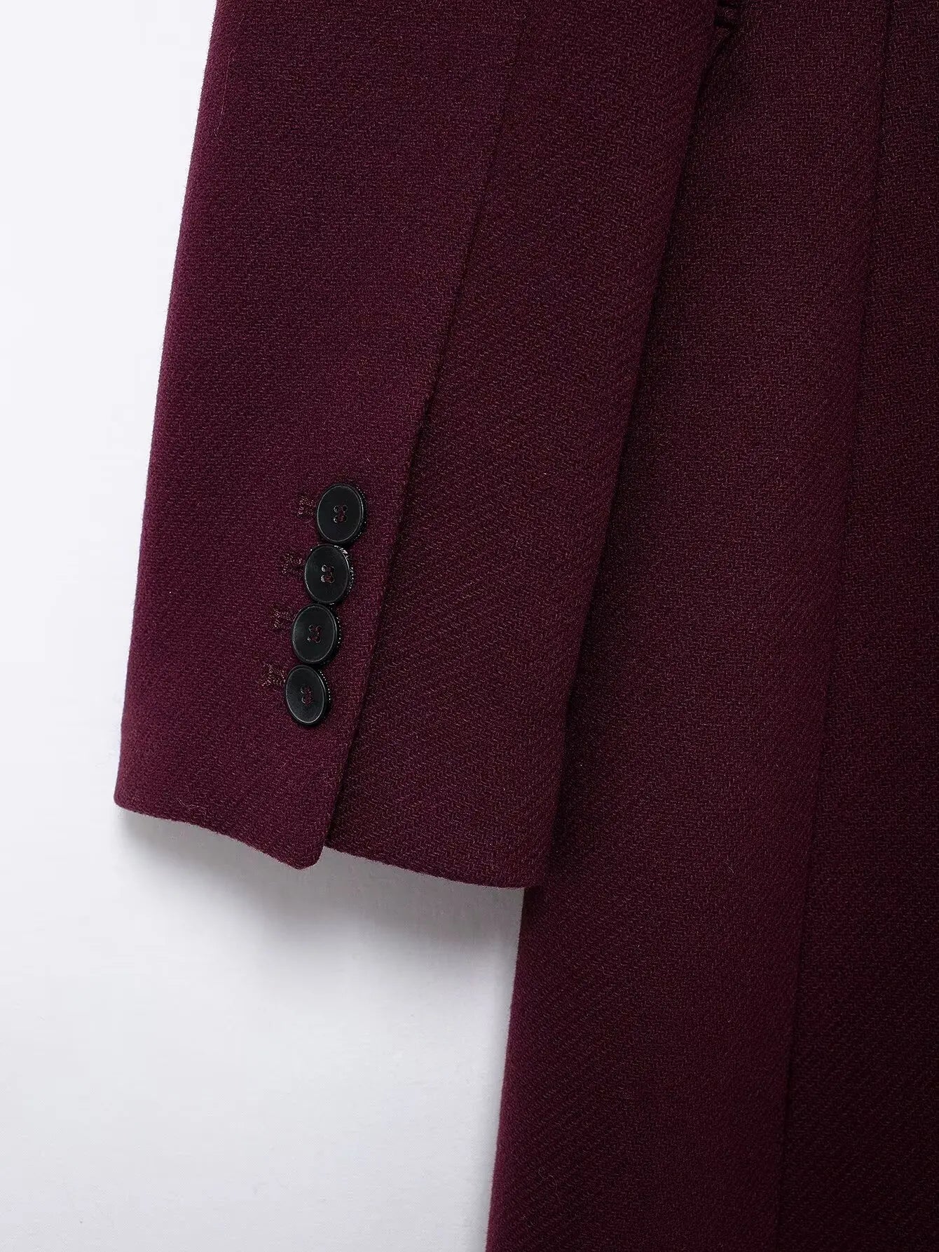 Double - Breasted Wool Maxi Coat – Elegant Burgundy - LunaKit.LTD