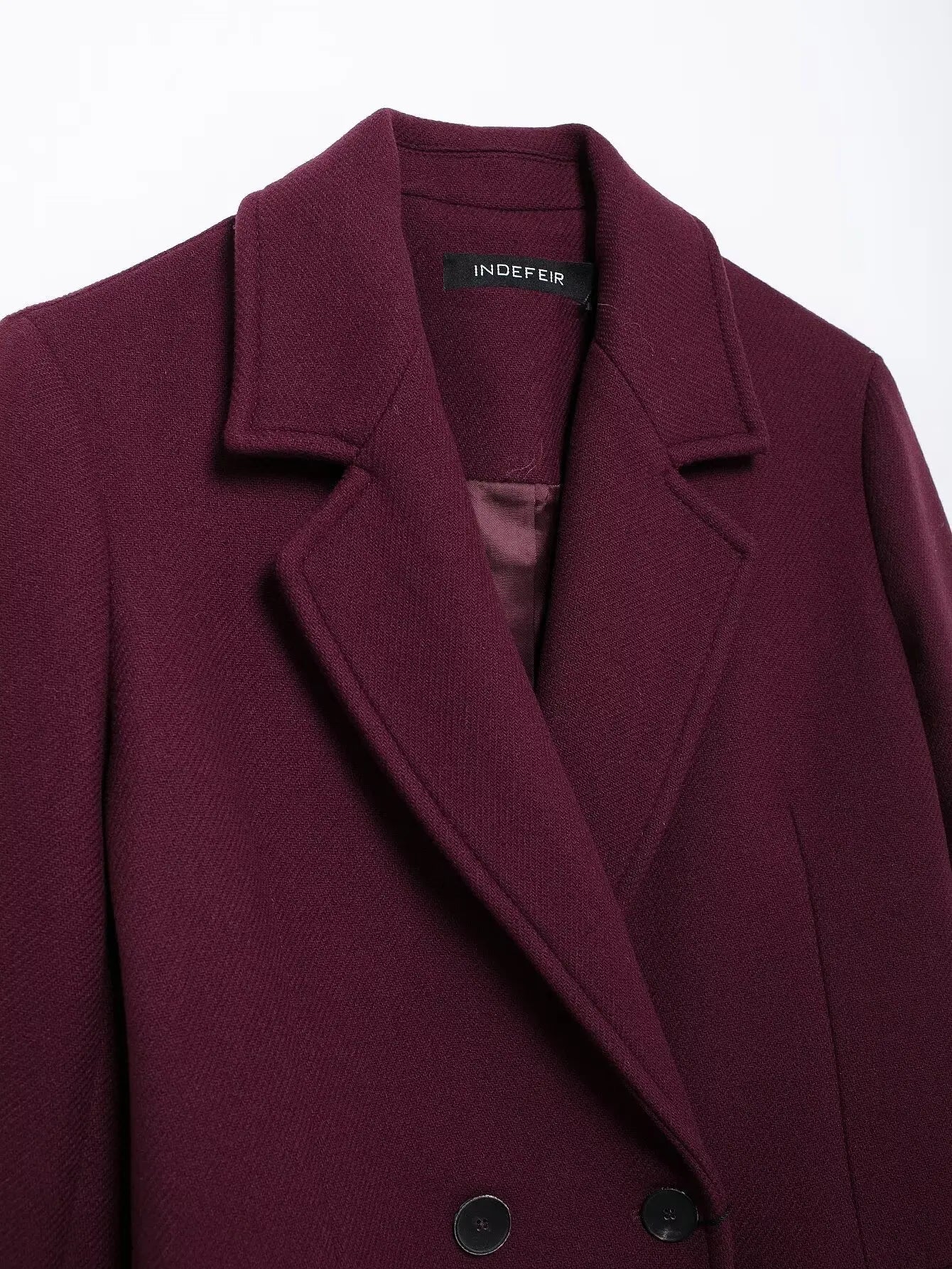 Double - Breasted Wool Maxi Coat – Elegant Burgundy - LunaKit.LTD