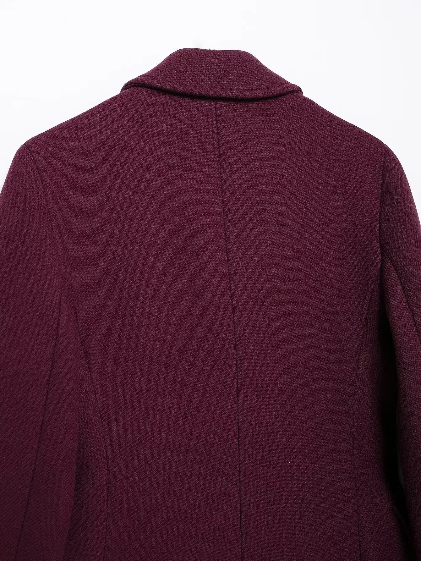 Double - Breasted Wool Maxi Coat – Elegant Burgundy - LunaKit.LTD