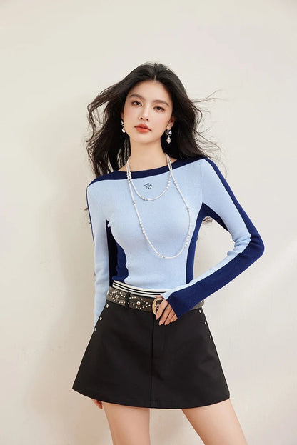 Elastic Knit Top – Casual Long - Sleeve Style - LunaKit.LTD