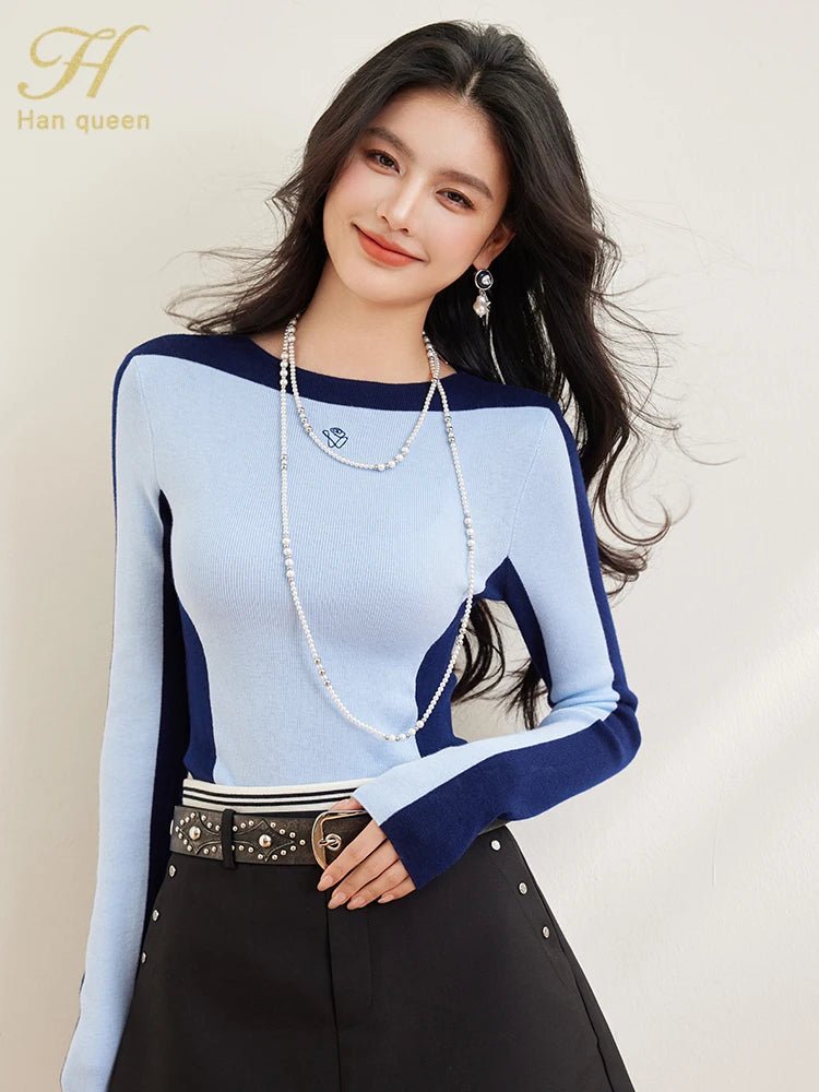 Elastic Knit Top – Casual Long - Sleeve Style - LunaKit.LTD