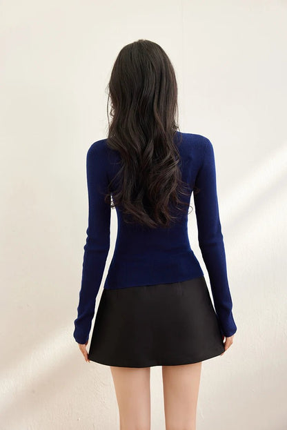 Elastic Knit Top – Casual Long - Sleeve Style - LunaKit.LTD