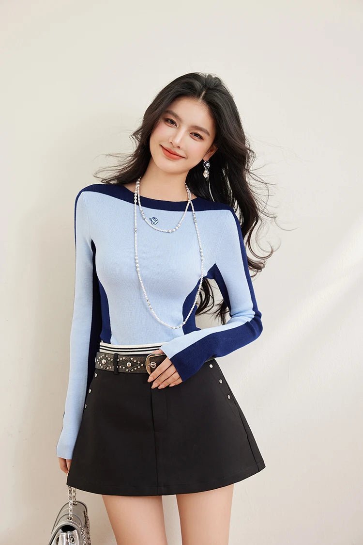 Elastic Knit Top – Casual Long - Sleeve Style - LunaKit.LTD