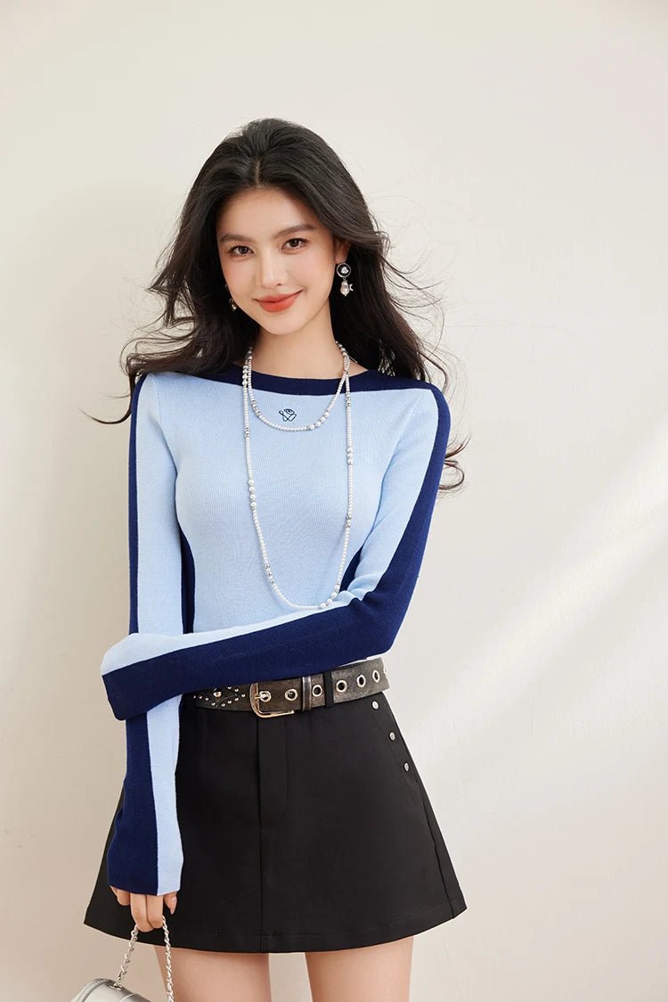 Elastic Knit Top – Casual Long - Sleeve Style - LunaKit.LTD