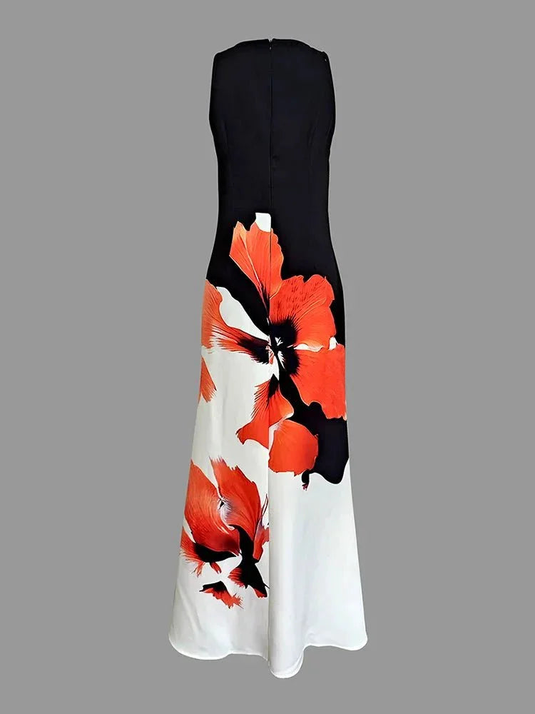 Elegant Floral Bodycon Dress – Black & White Evening Chic - LunaKit.LTD