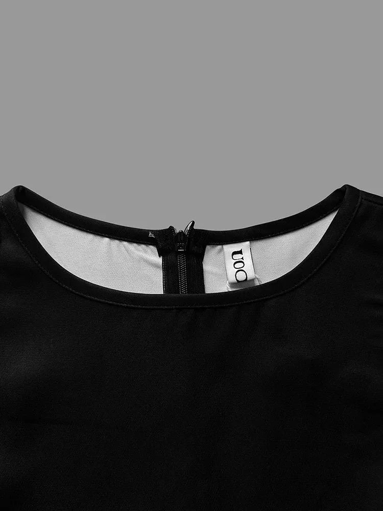 Elegant Floral Bodycon Dress – Black & White Evening Chic - LunaKit.LTD