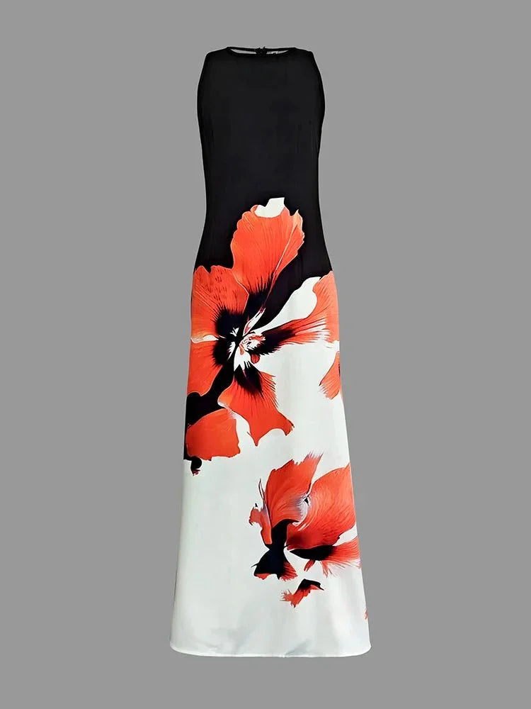 Elegant Floral Bodycon Dress – Black & White Evening Chic - LunaKit.LTD