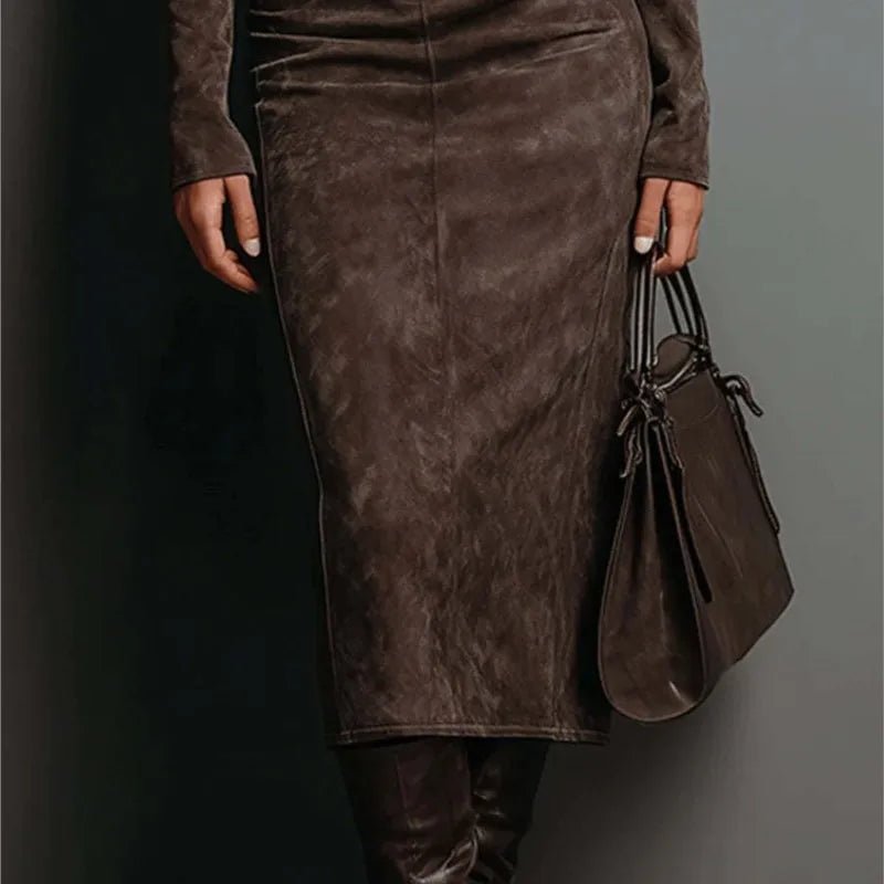 Elegant High-Neck Bodycon Maxi Dress – Long Sleeve - LunaKit.LTD