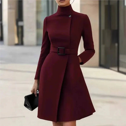 Elegant High - Waist Knit Dress – Buttoned Office Chic - LunaKit.LTD