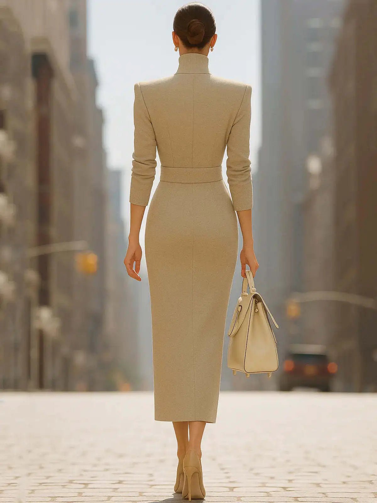 Elegant High - Waist Maxi Dress – Slim Fit Office Chic - LunaKit.LTD